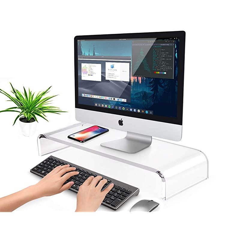 Premium Acrylic Monitor Stand Custom Size Monitor RiserComputer Stand for Home Office Business wSturdy Platform PC Desk Stand for Keyboard Storage amp MultiMedia Laptop Printer TV Screen