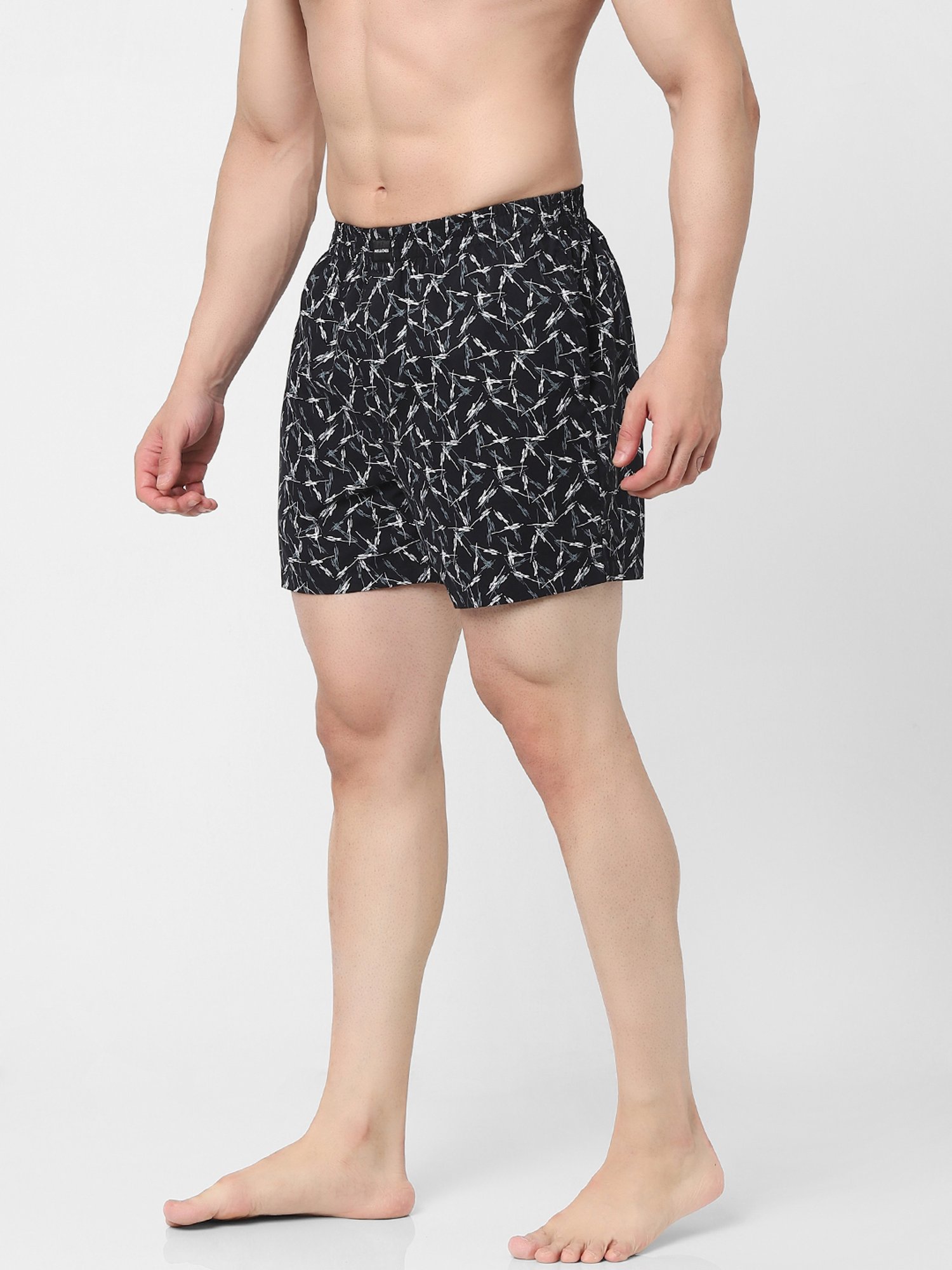 Jack & Jones Jet Black Cotton Regular Fit Printed Boxers