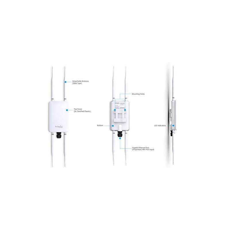 Technologies ENH1350EXT Wi-Fi 5 AC1300 2x2 Dual-Band Outdoor Long Range Access Point Features IP67 Rated, MU-MIMO, PoE Injector Included, Beamforming, & Fast Roaming (Mounting Kit Included)