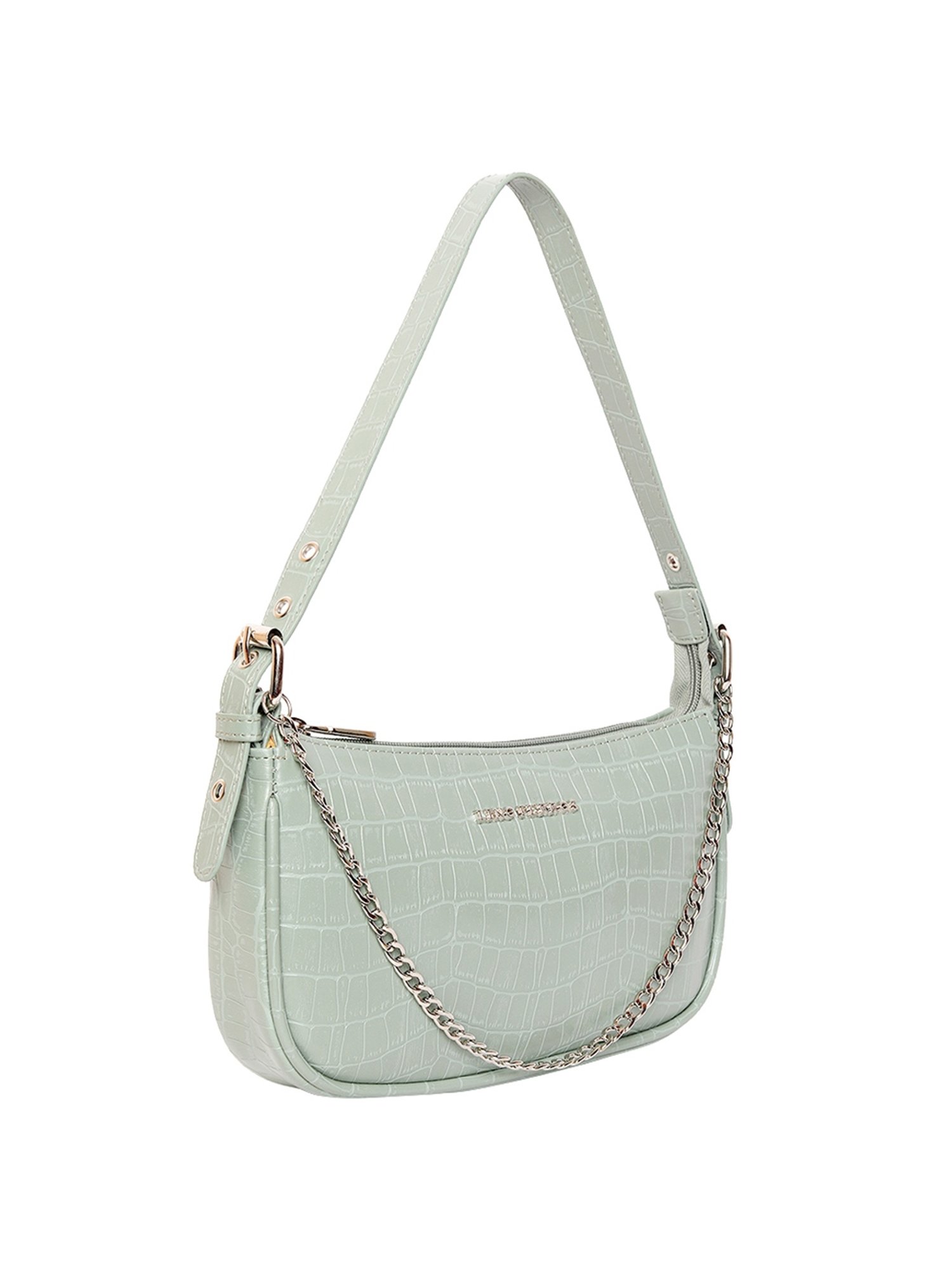 Lino Perros Green Textured Medium Shoulder Handbag