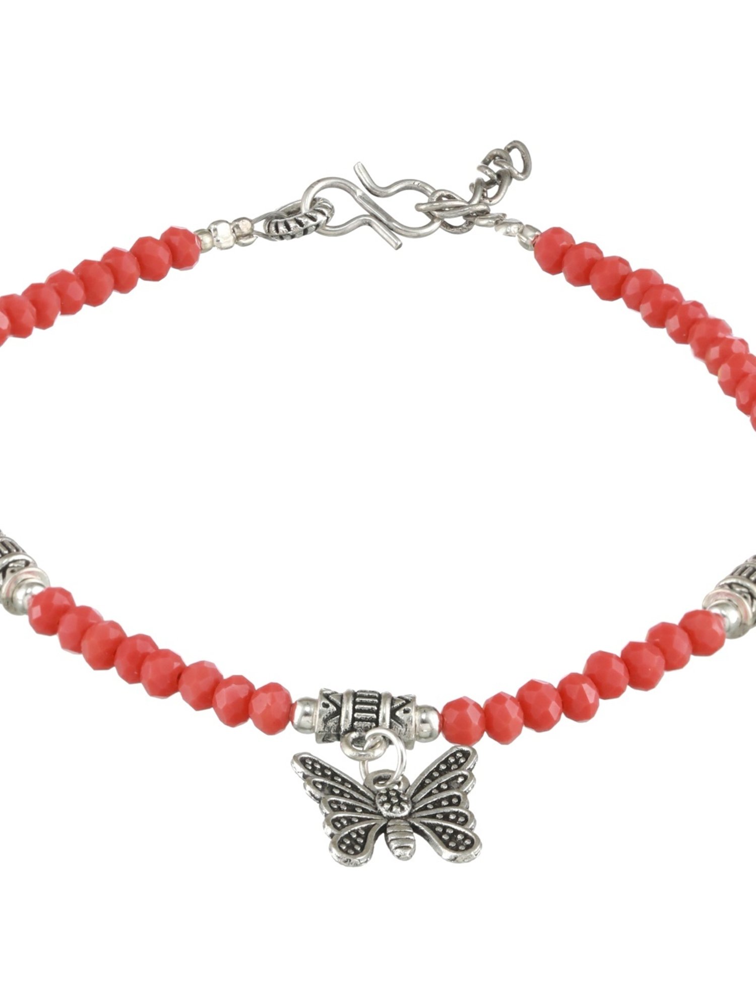 Aatmana Butterfly Charms Beaded Handcrafted Anklets - Set of 2