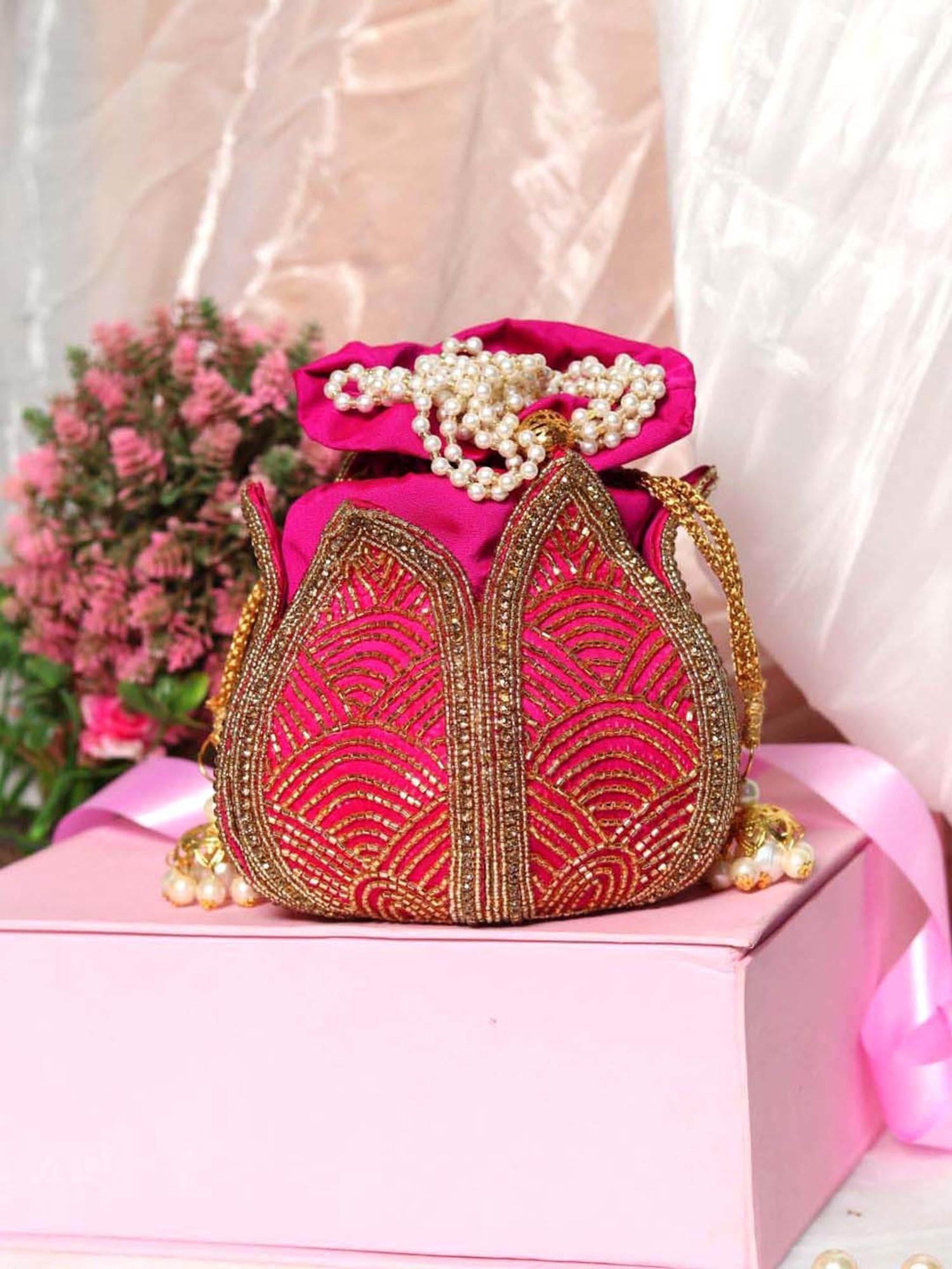 NR by Nidhi Rathi Pink Fabric Potli