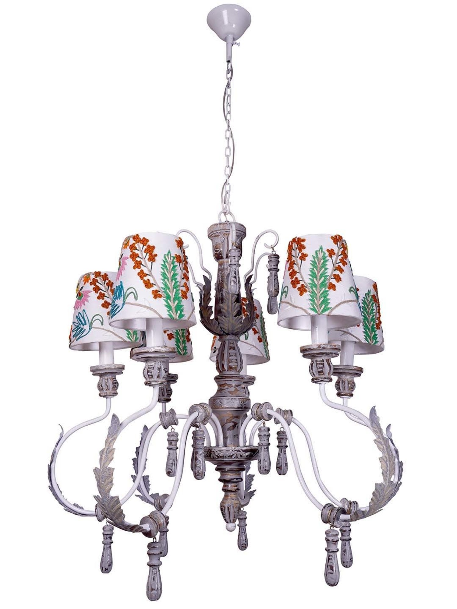 16" Glass/Metal Jasmine Tiffany Style Semi Flush Mount (Includes Energy Efficient Light Bulb) Cream - JONATHAN Y