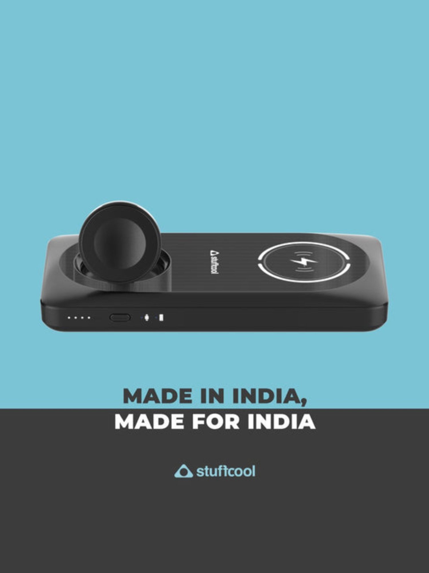 Stuffcool Monde 10000mAh Magnetic Wireless Power Bank with Apple Watch Charging (Black)