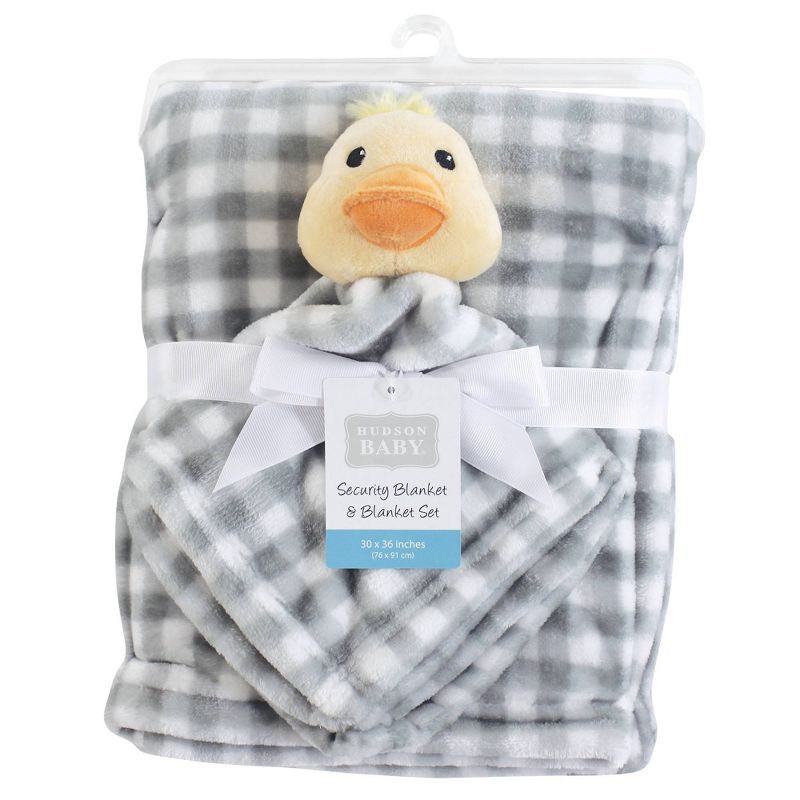 Hudson Baby Unisex Baby Plush Blanket with Security Blanket - Duck One Size