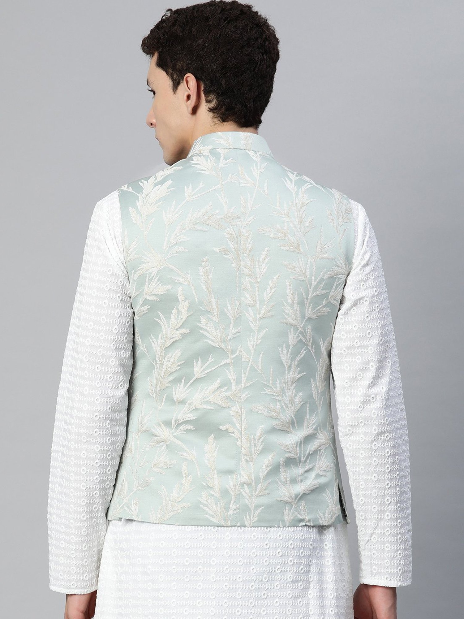 VASTRAMAY Teal Green Regular Fit Printed Nehru Jacket