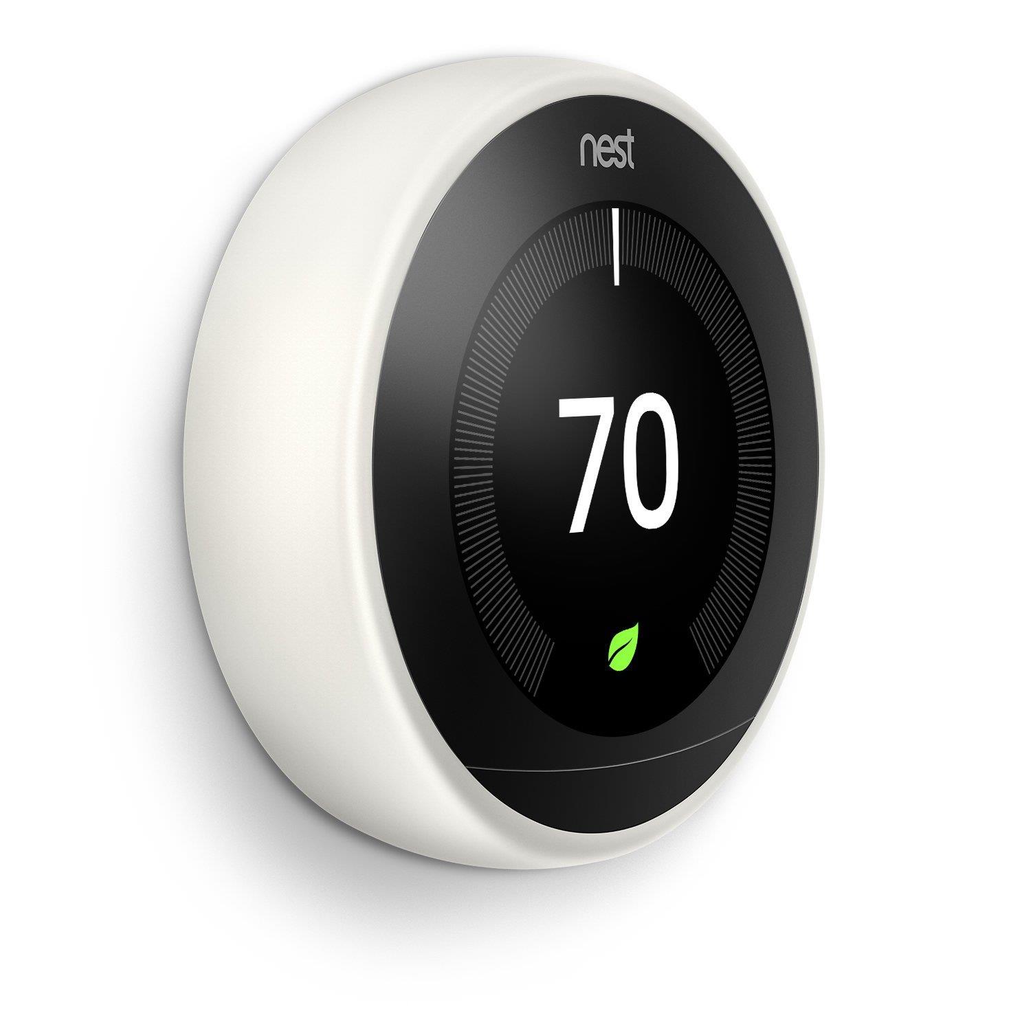 Nest T3017US Learning Thermostat 3rd Gen with Google Mini Home Smart Speaker, Chalk