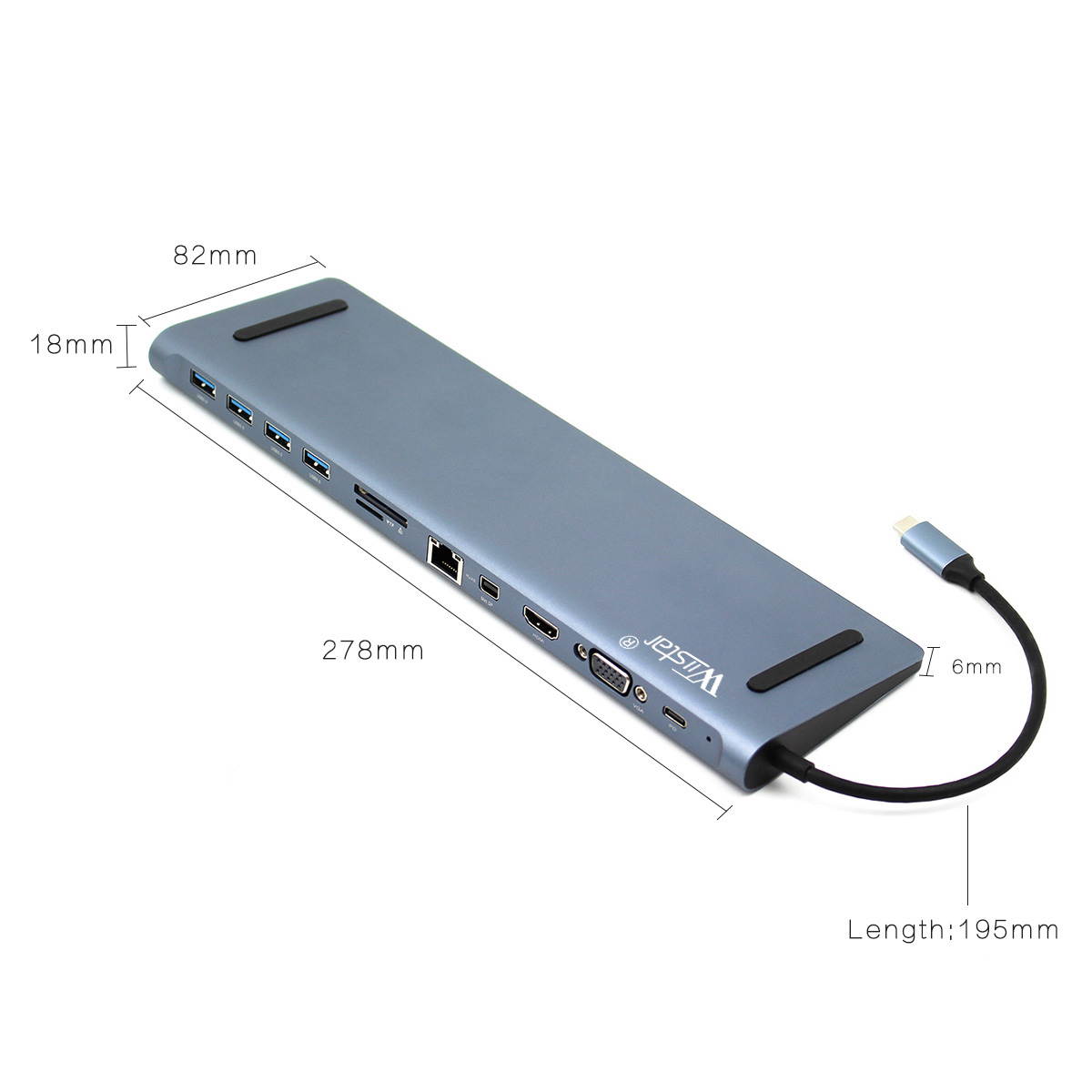 12 Ports Type-C Hub USBC to HDMI + 4*USB 3.0 + VGA + Mini DP + RJ45 + SD/TF + 3.5mm jackAudio + PD Charge USB Dock Station Multifunctional Converter for MacBook Pro