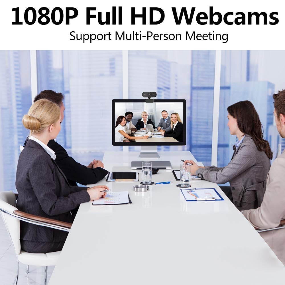 HD Webcam with Microphone, 1080p Streaming Web Camera Autofocus, Computer Webcam with Microphone for Skype, Video Calling, Conferencing, Recording