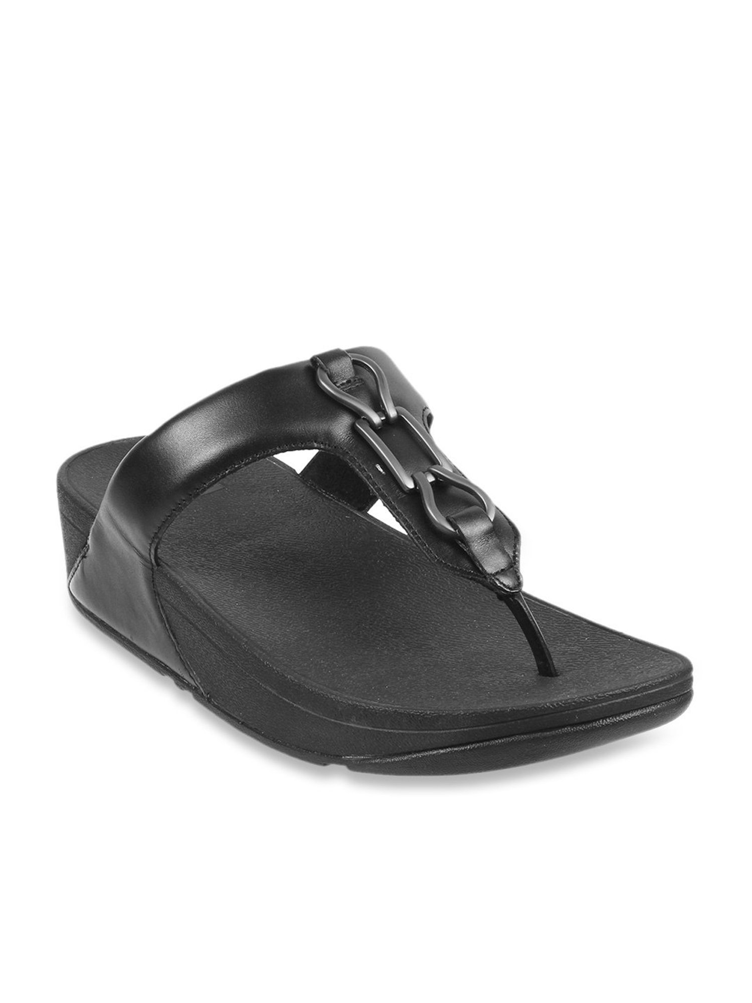 FitFlop Women's Black Thong Wedges