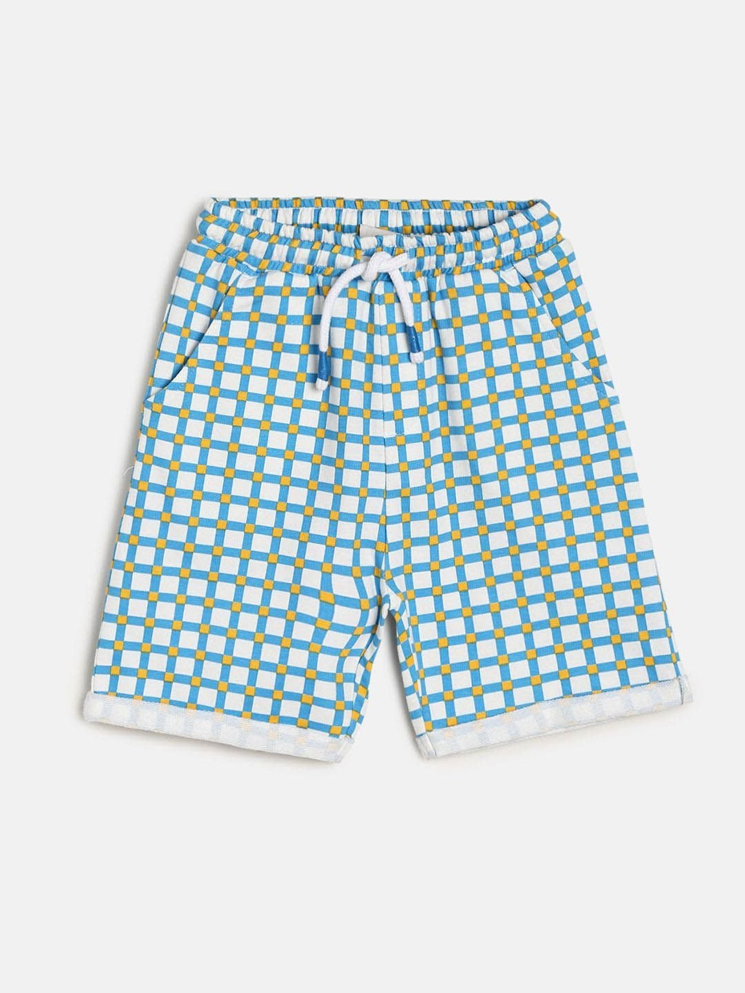 MINIKLUB Kids White & Blue Checks Shorts