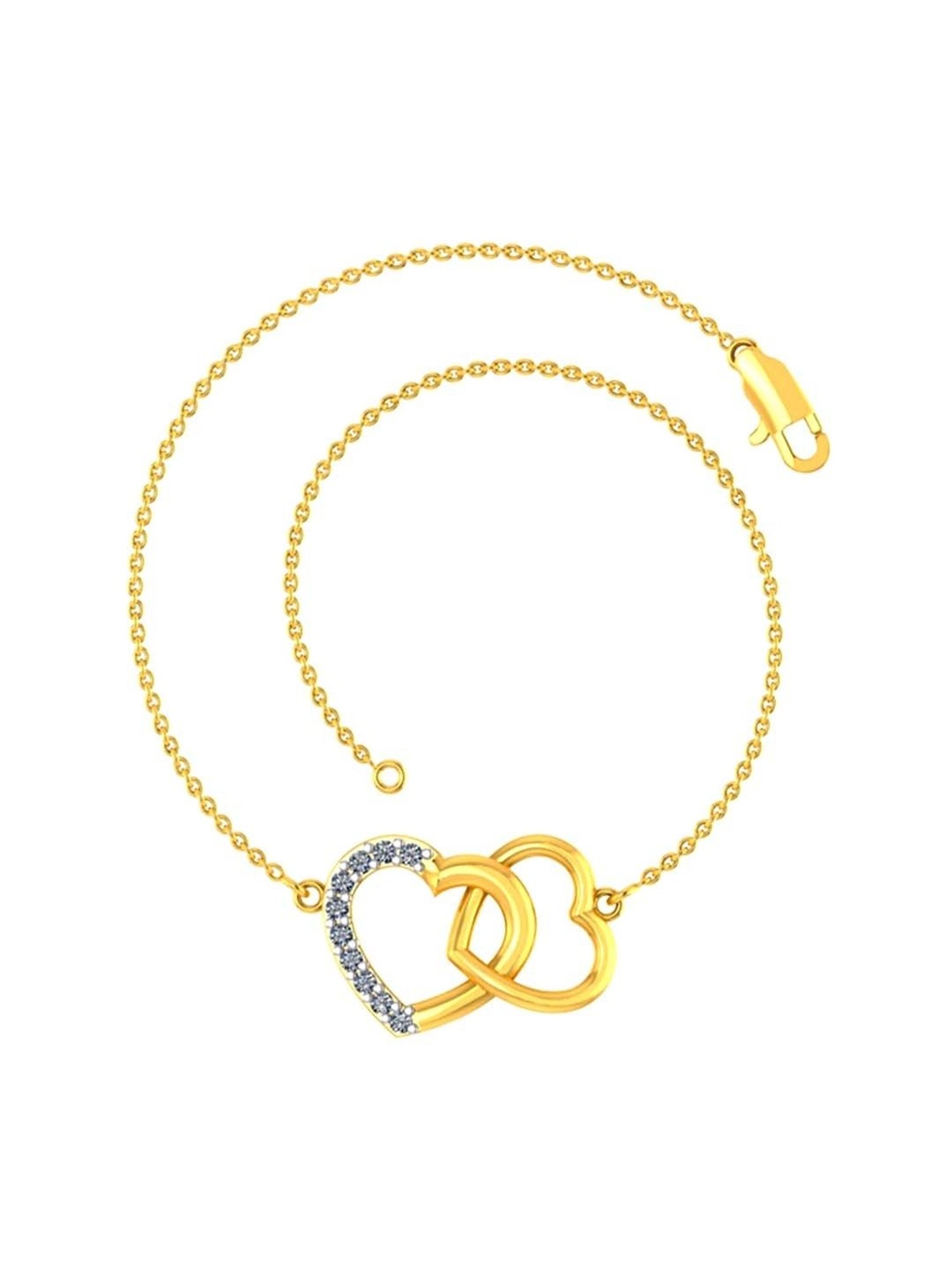 P.C Chandra Jewellers Elegant 18k Yellow Gold and Diamond Heart Loop Bracelet