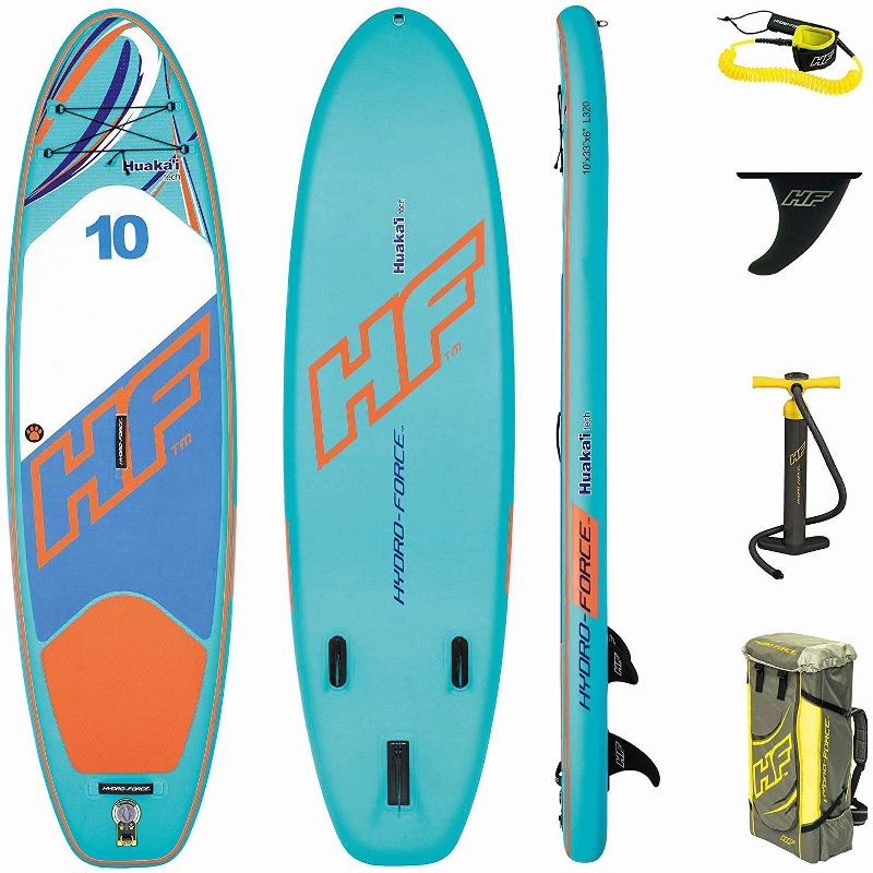 Bestway Hydro Force Huaka'i Tech 10 Foot Inflatable SUP Paddle Board with Pump