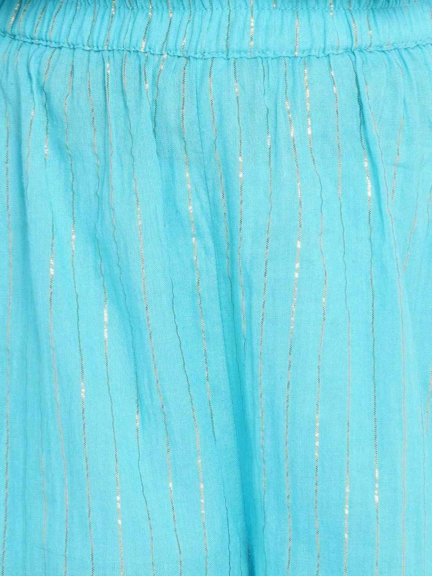 Little Bansi Blue Cotton Floral Print Kurta Set