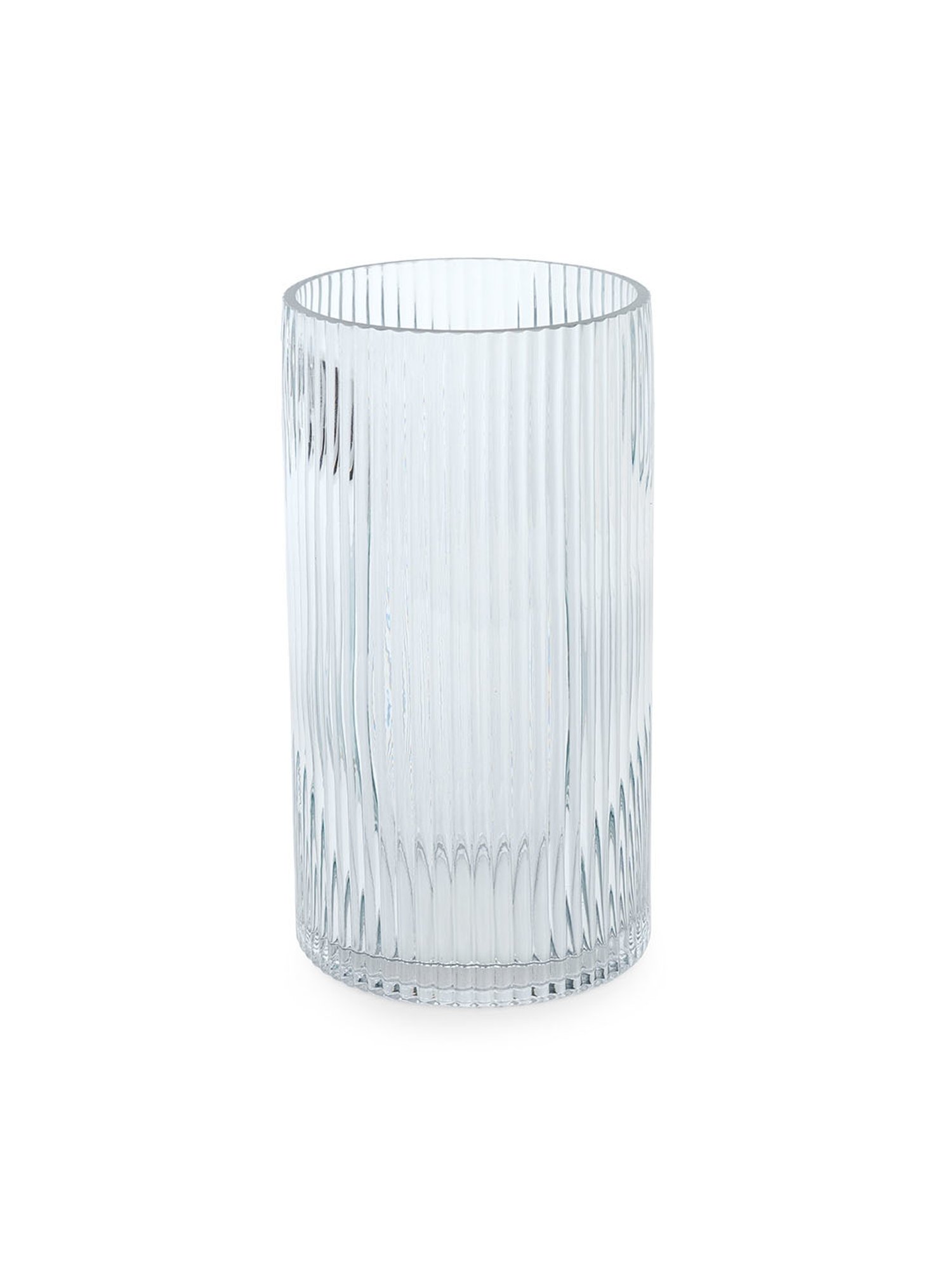 Pure Home and Living Blue Glass Ribbed Straight Vase