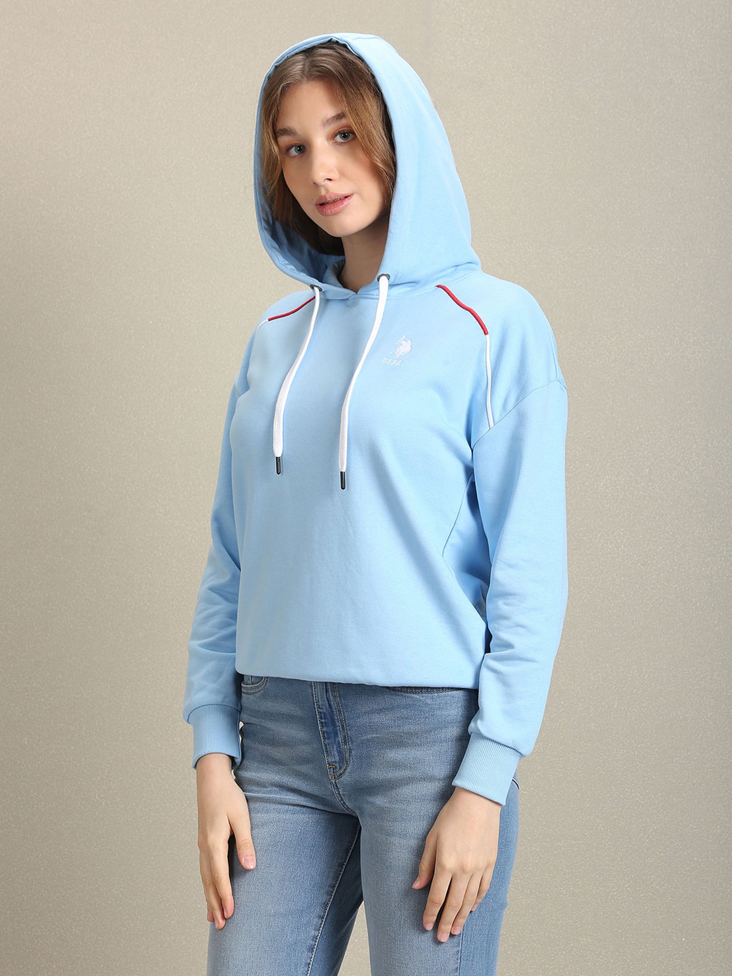 U.S. Polo Assn. Light Blue Regular Fit Hoodie