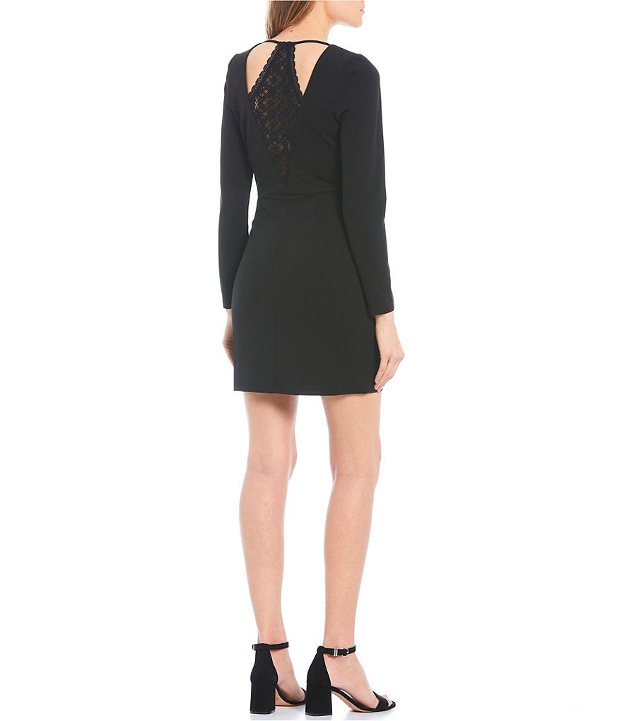 Midnight Doll Long-Sleeve Lace-Back Sheath Dress