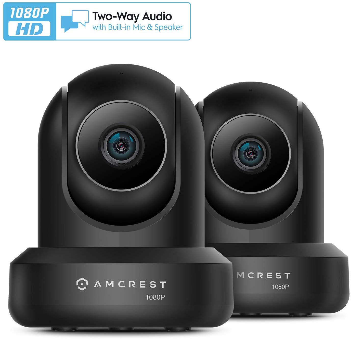Amcrest 2-Pack 1080p WiFi Camera Indoor, 2MP Pan/Tilt Home Security Camera, Auto-Tracking, Motion & Audio Detection, Enhanced Browser Compatibility, H.265, Two-Way Talk 2PACK-IP2M-841B-V3 (Black)
