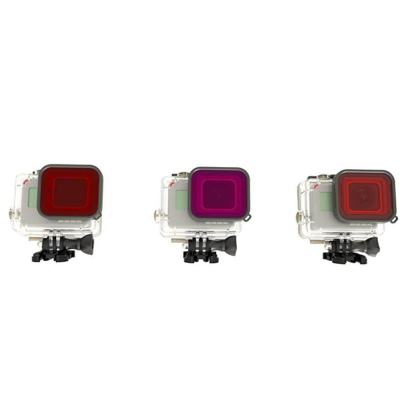 Red Filter Compatible with Hero7 BlackHero6Hero5Hero Laser Cut Contrast Enhancement Glass for ColorfulVivid Underwater VideoPictures Includes 60m Housing