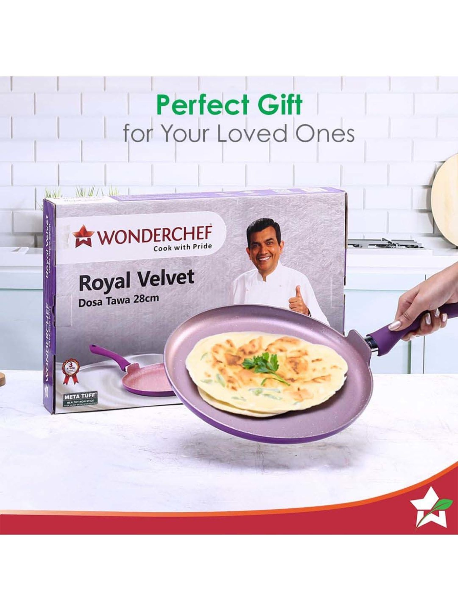 Sumeet Gold Series Pre Seasoned Cast Iron Concave Tawa for Roti 27cm 1.8kg, Gas & Induction-Friendly