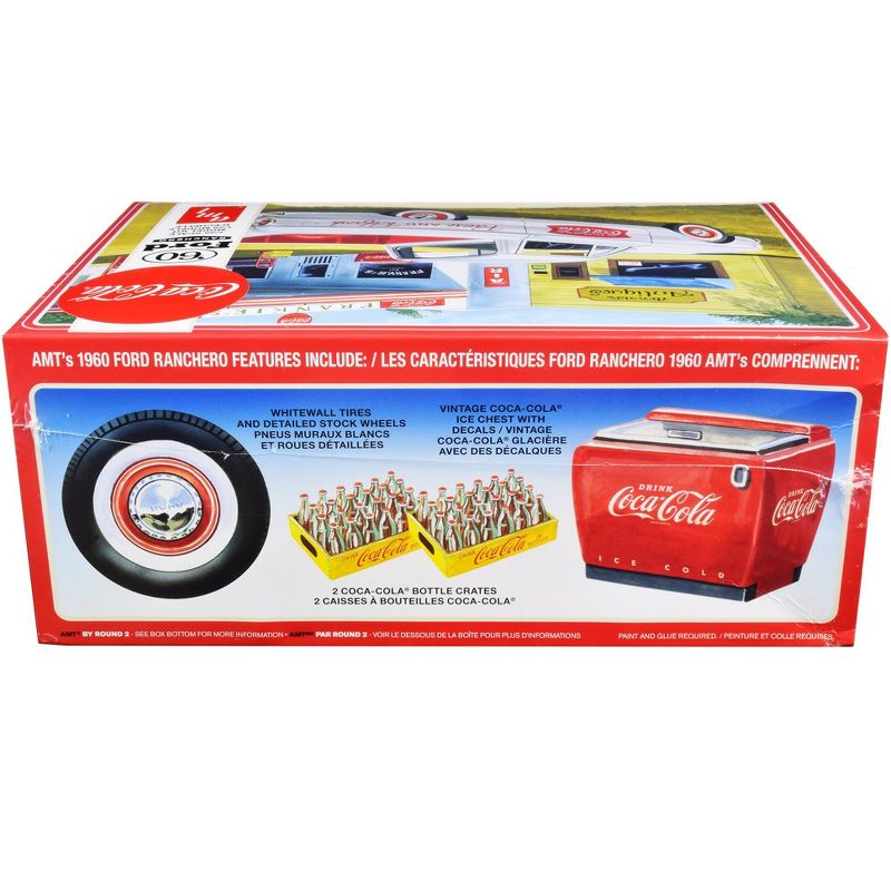 Skill 3 Model Kit 1960 Ford Ranchero with Vintage Ice Chest and Two Bottle Crates "Coca-Cola" 1/25 Scale Model by AMT