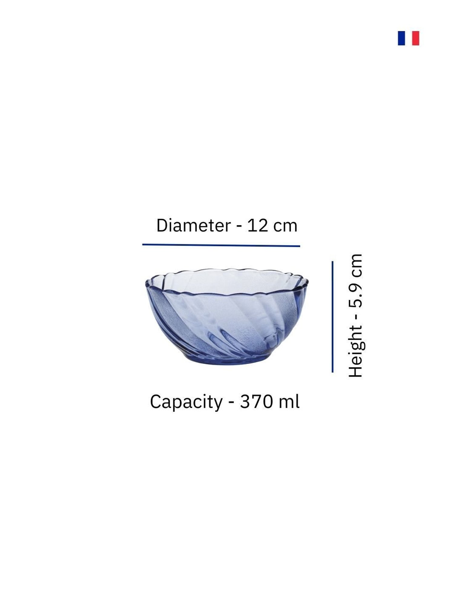 Duralex Beau Rivage Marine Toughened Glass Bowl (0.37 L) - Set of 6