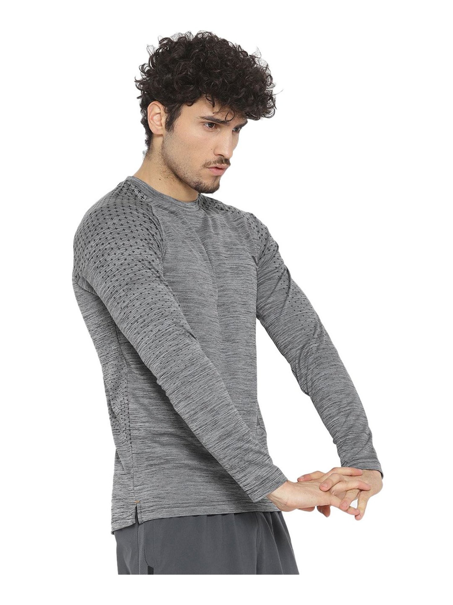 ALCIS Black Round Neck Polyester T-Shirt