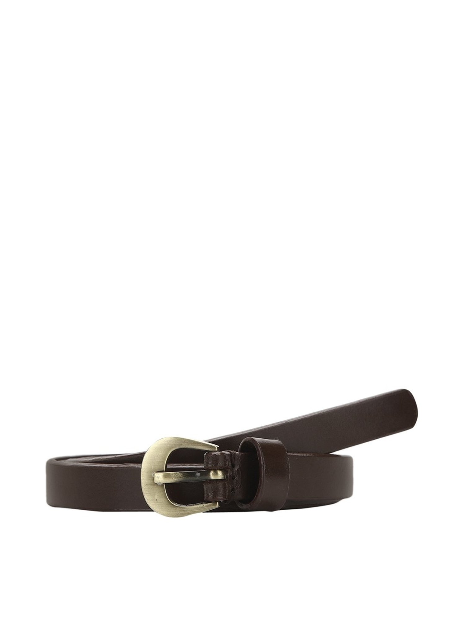 Aditi Wasan Brown Leather Narrow Belt for Women