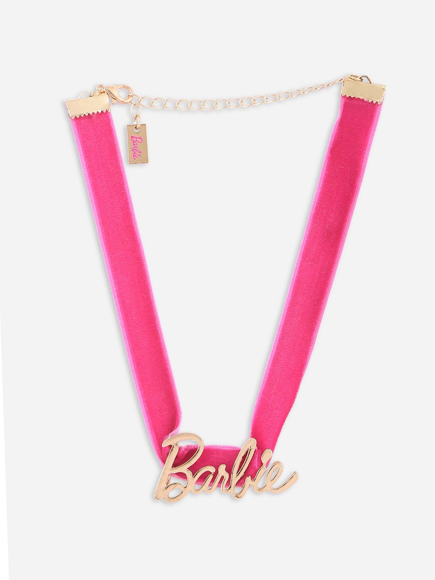 ToniQ Barbie Engraved Casual Pink Velvet Choker Necklace For Women