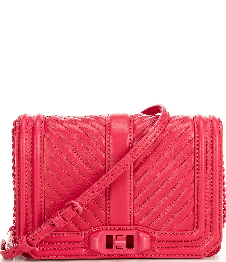 REBECCA MINKOFF Chevron Quilted Small Turn Lock Love Crossbody Bag