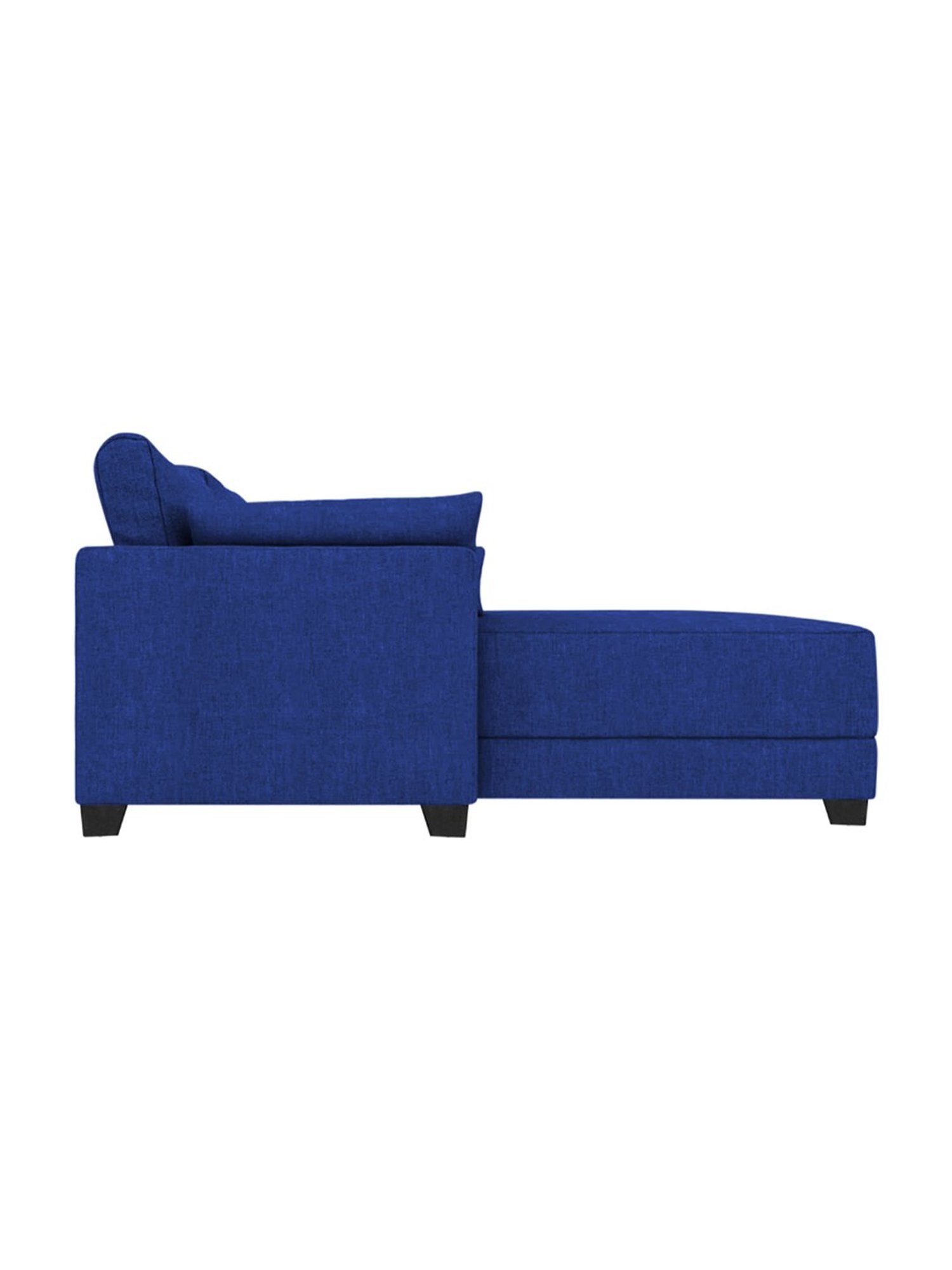 Trevi Duke Navy Blue Fabric & Neem Wood 6 Seater RHS Sectional Sofa