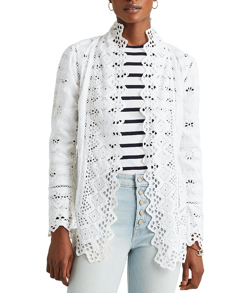 Caroline Rose Tissue Linen Bracelet Sleeve Shirt Jacket