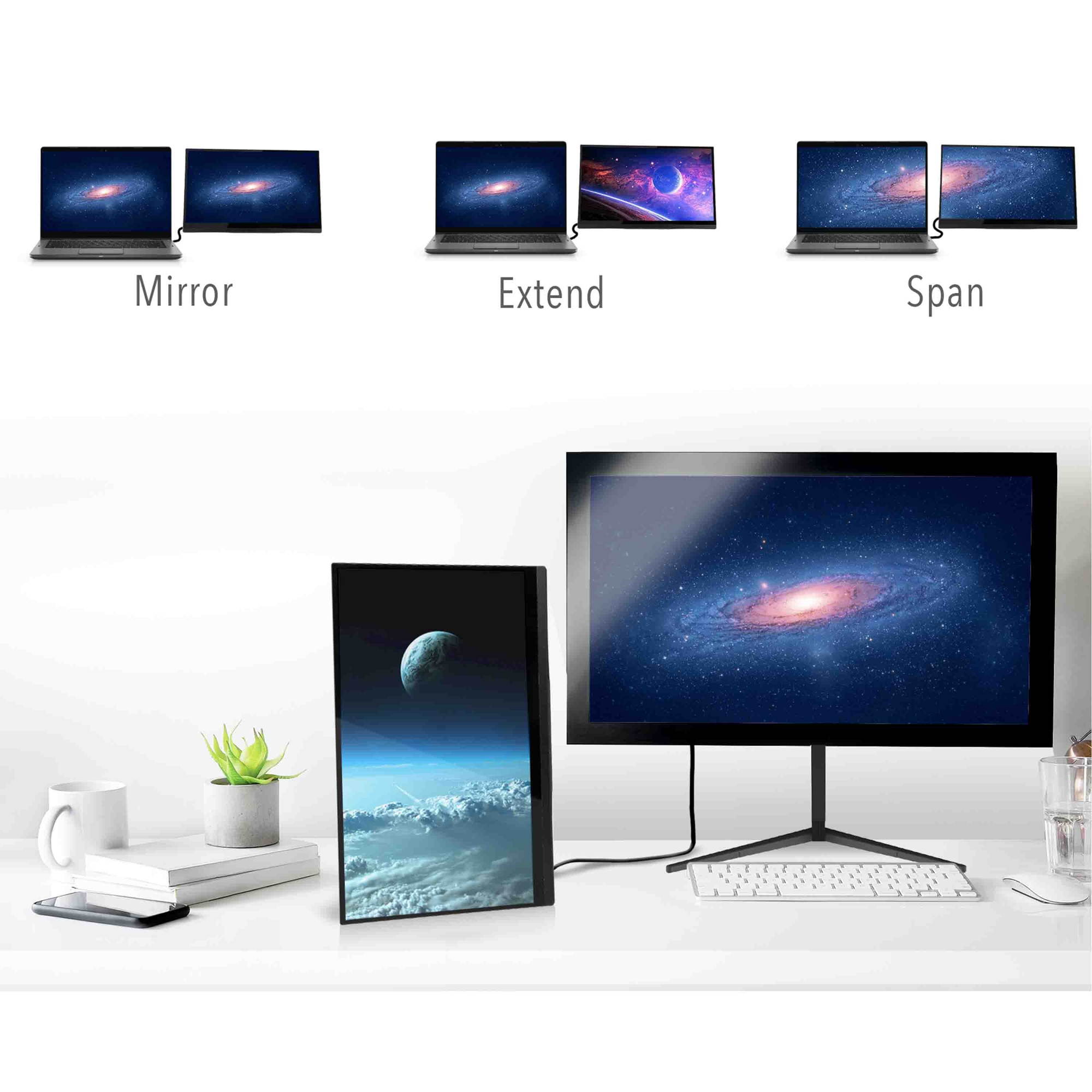 SideTrak Solo Portable Monitor Freestanding 15.8 FHD 1080P LED Anti-Glare IPS Screen with Kickstand | Compatible with Mac, PC, & Chrome | Powered by USB-C or Mini HDMI | Built-in Speakers & HDR Mode