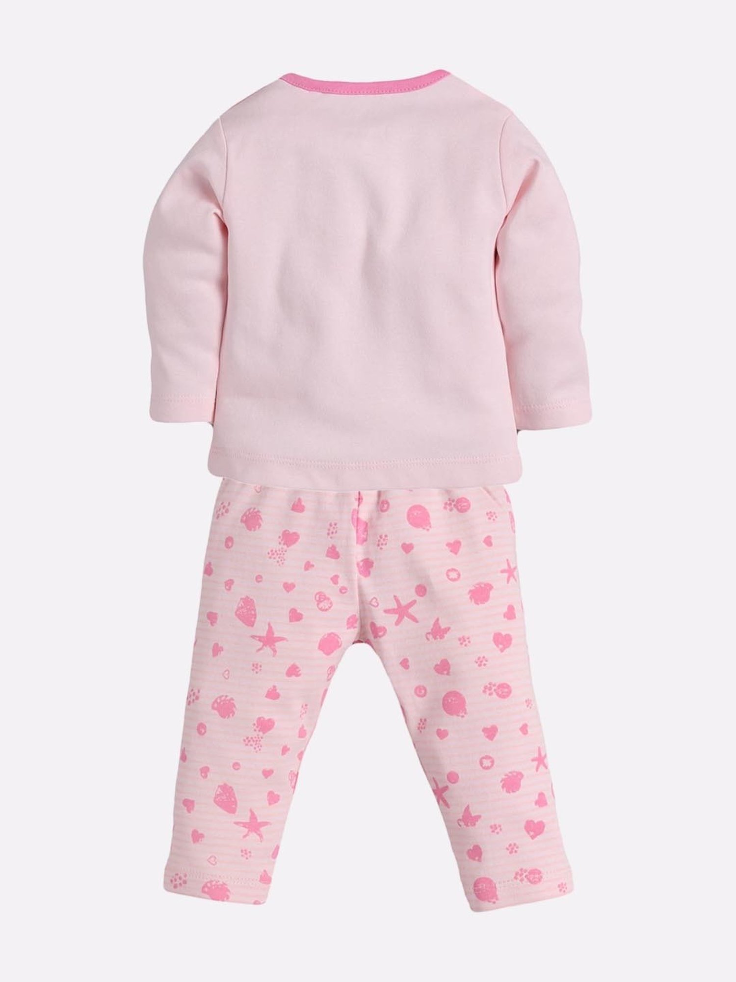 Baby Go Girls Pink Embroidered Top with Pyjamas