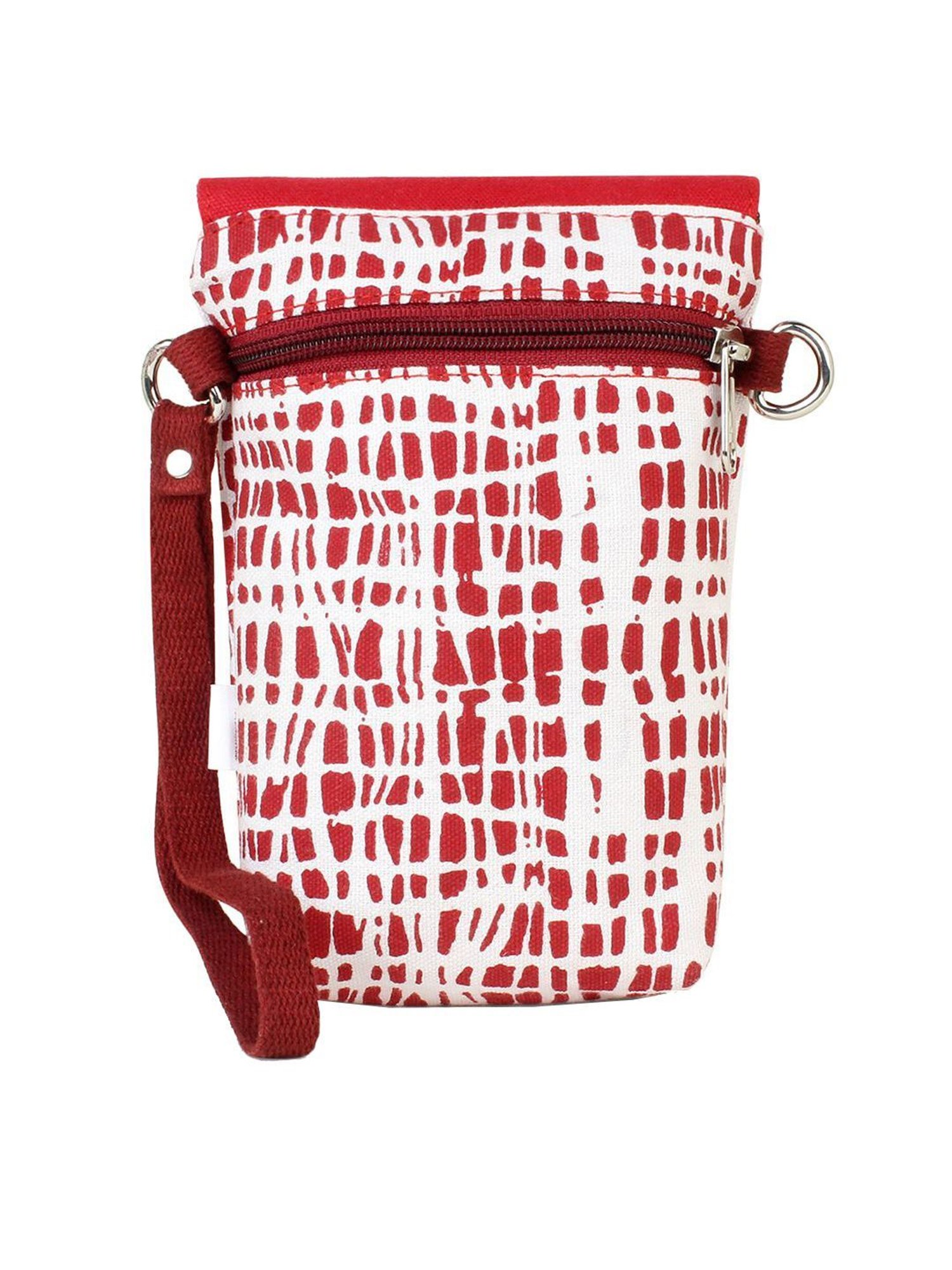 Spice Art White & Red Printed Mobile Pouch