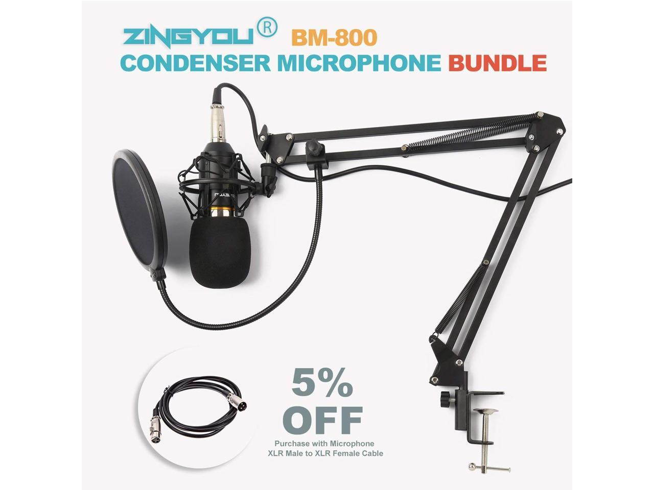 SA Profession BM800 Condenser Microphone for Computer Karaoke Phantom Power Pop Filter Multi-function Sound Card