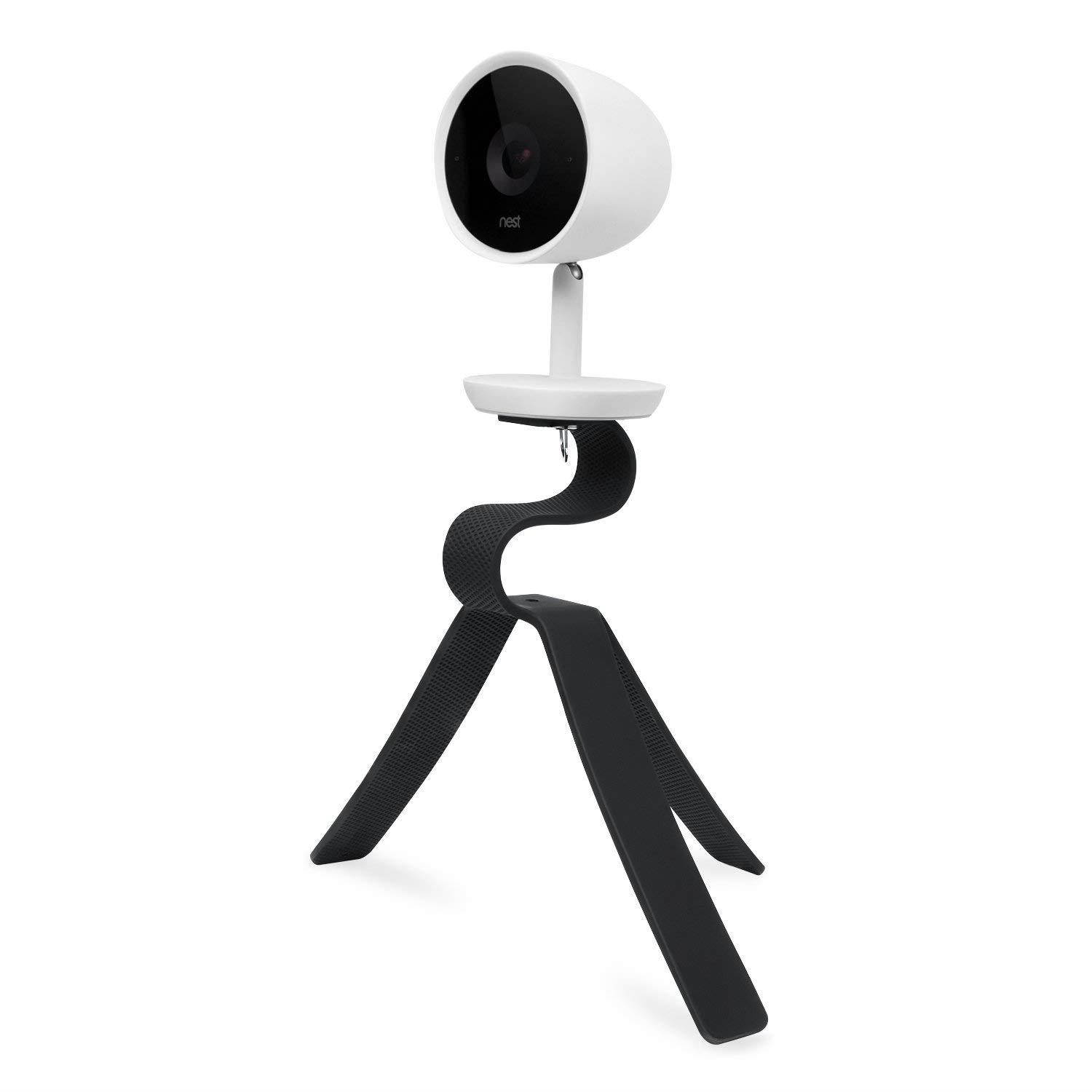 Versatile Quadpod Mount for The Nest Cam IQ - Made of, Sturdy Silicone. Attach Your Nest Cam IQ Wherever You Like Without Tools or Wall Damage by Wasserstein (Black)