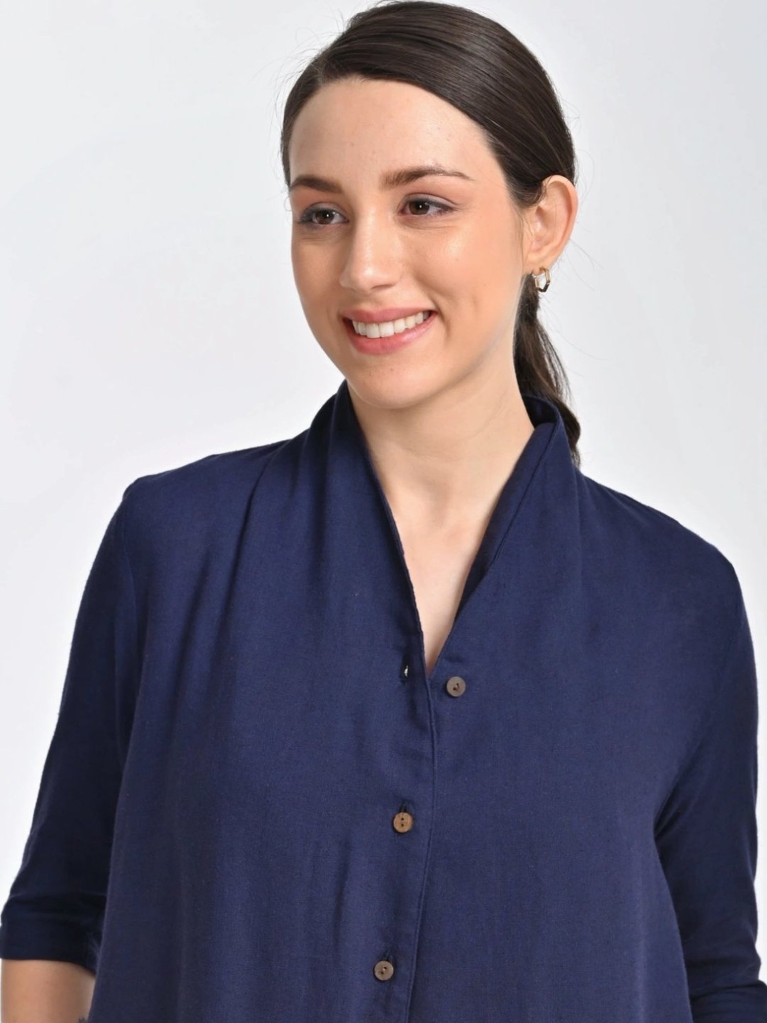 Saltpetre Linen Navy Long Shirt