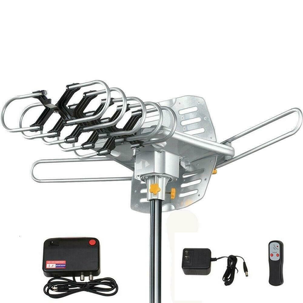 HDTV Outdoor Amplified Antenna HD TV 36dB Rotate Remote 360&deg; UHF/VHF/FM 150 Mile
