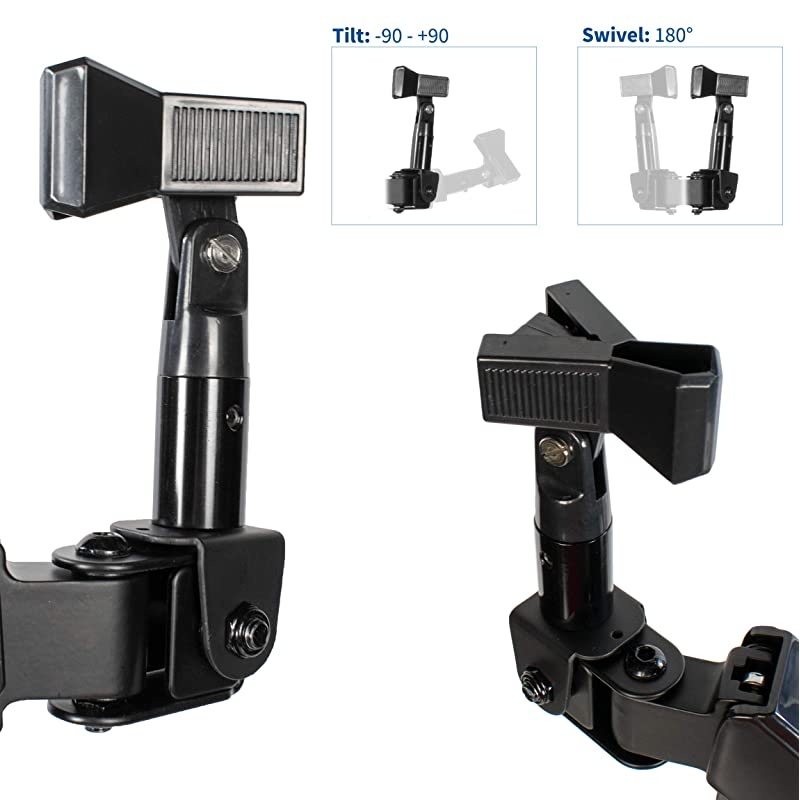 Black Height Adjustable Pneumatic Spring Microphone Counterbalance Arm Mount, Compact Mic Stand with Mounting Clamp STAND-MIC01
