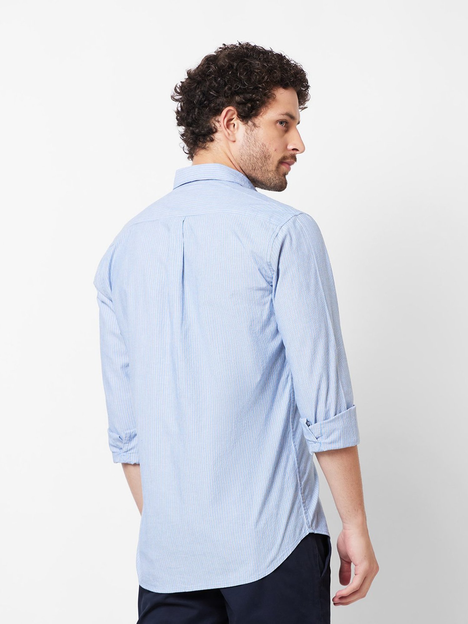 Kenneth Cole New York Blue Slim Fit Striped Shirt