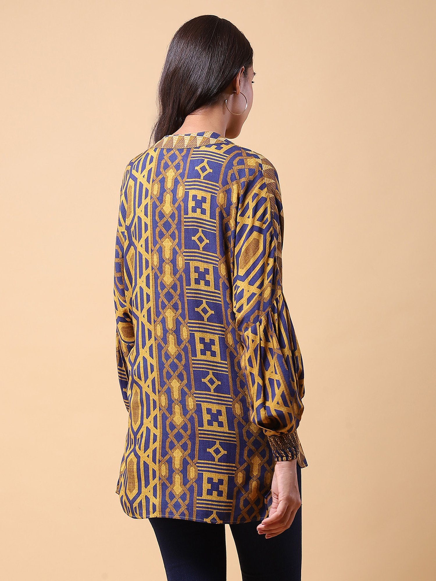 aarke Ritu Kumar Blue Printed Ethnic Top