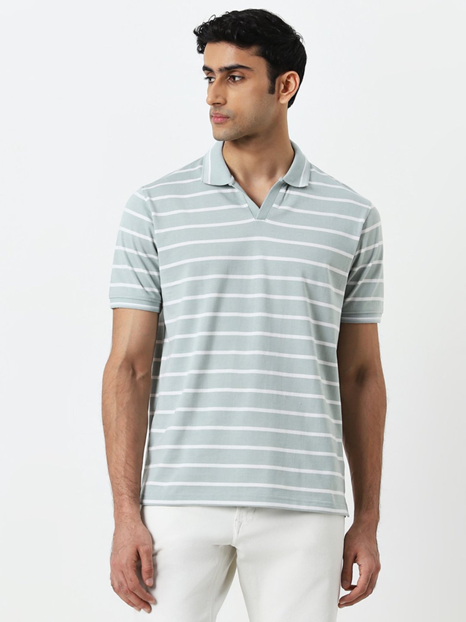 WES Casuals by Westside Sage Striped Relaxed-Fit Polo T-Shirt