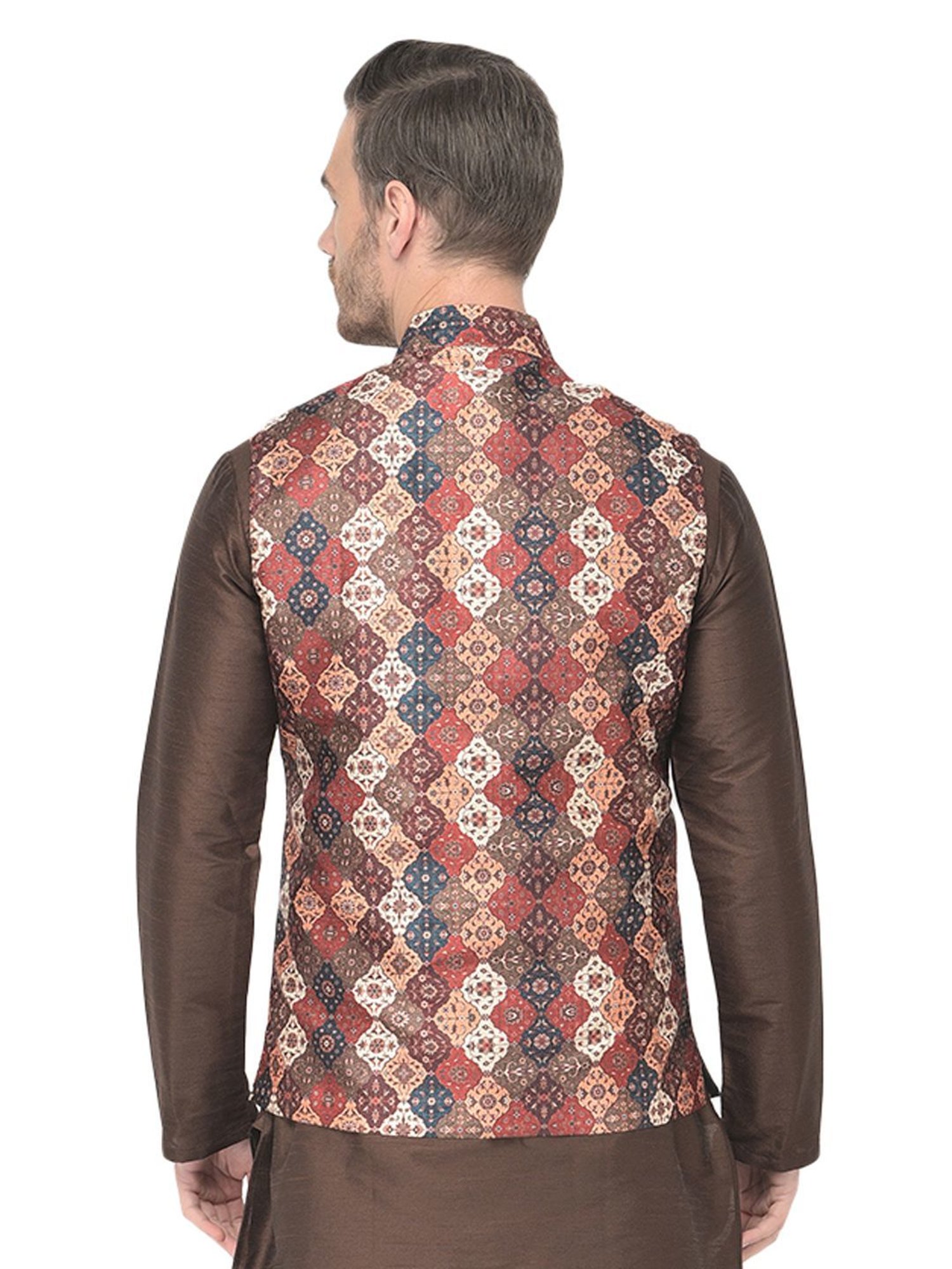 SG LEMAN Multi Regular Fit Printed Nehru Jacket