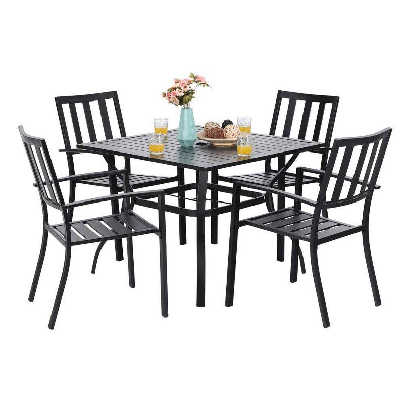4pc Patio Stackable Metal Dining Chairs - Captiva Designs