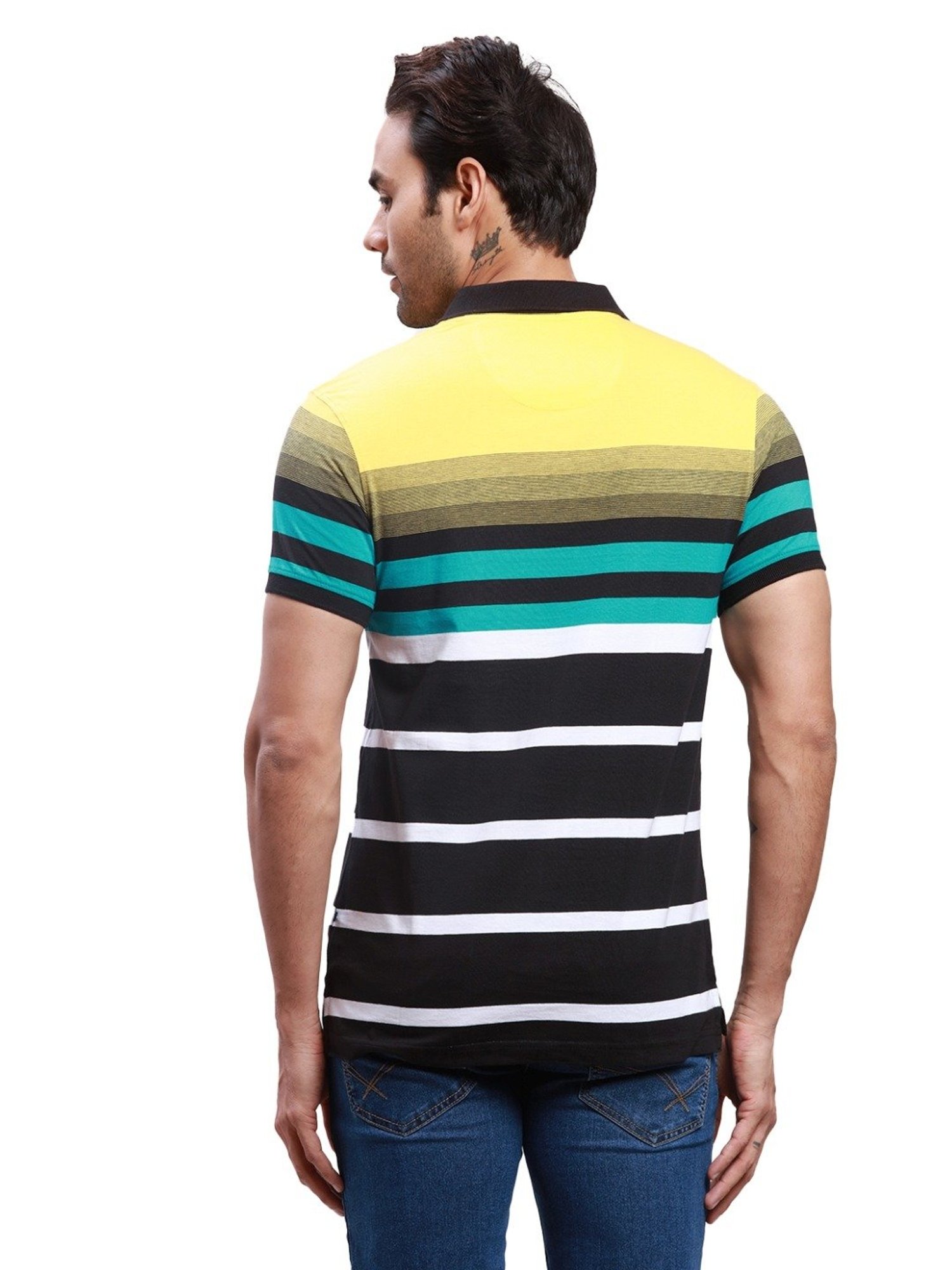 Parx Multicolored Cotton Regular Fit Colour Block Polo T-Shirt