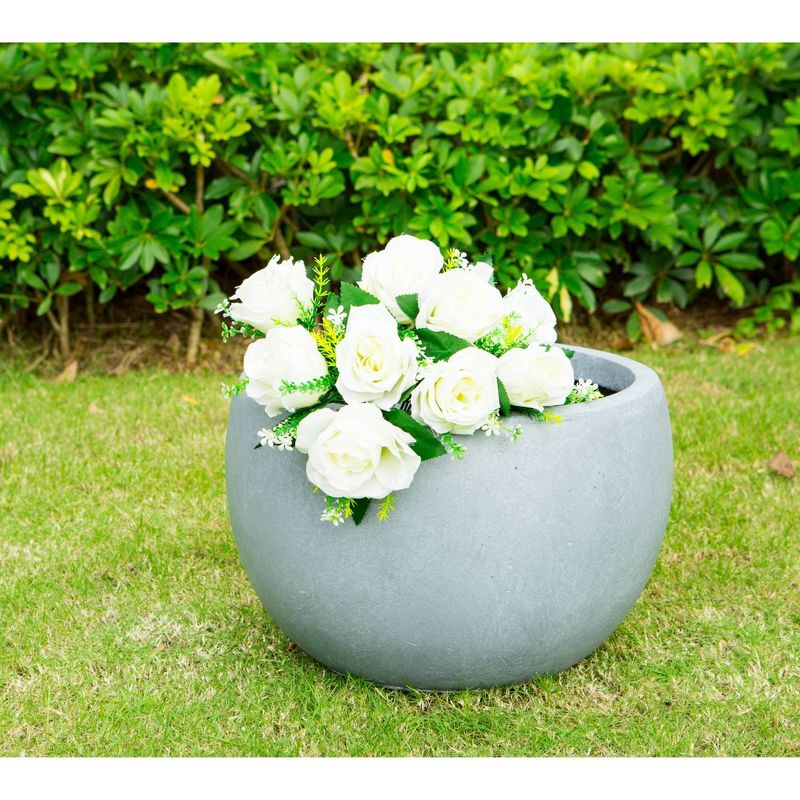 8" Kante Lightweight Concrete Outdoor Bowl Planter Gray - Rosemead Home & Garden, Inc