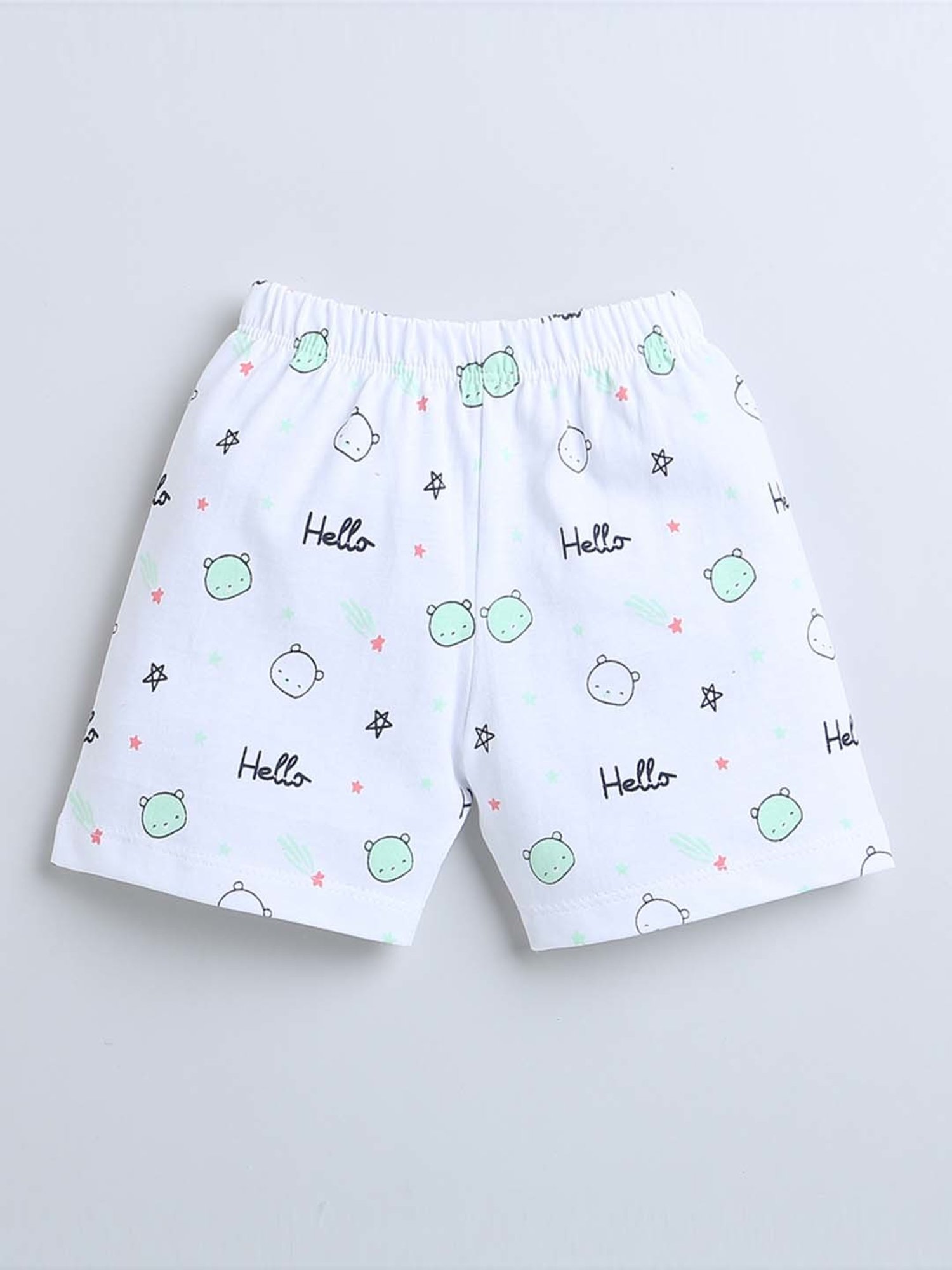 Bumzee Kids Mint Green & White Cotton Printed Jabla Set