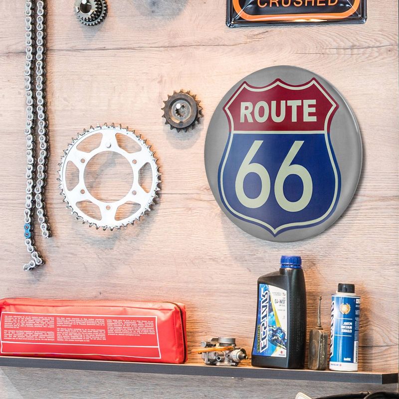 Route 66 Dome Metal Sign Dark Blue/Gray/Red - Crystal Art Gallery