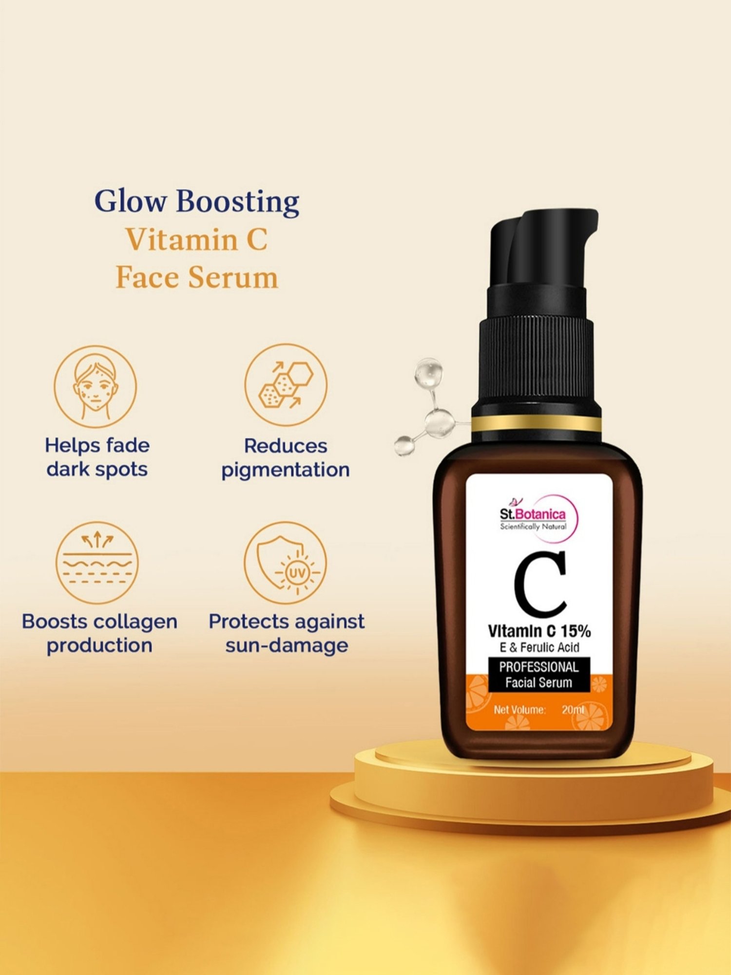 St.Botanica 15% Vitamin C, E & Ferulic Acid Professional Face Serum - 20 ml